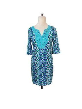 Tracy Negoshian Geometric Lace Front Stretch Dress XXS